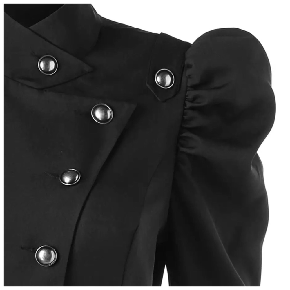 Military Button Asymmetrical High Low Dress - Picture 6 of 8